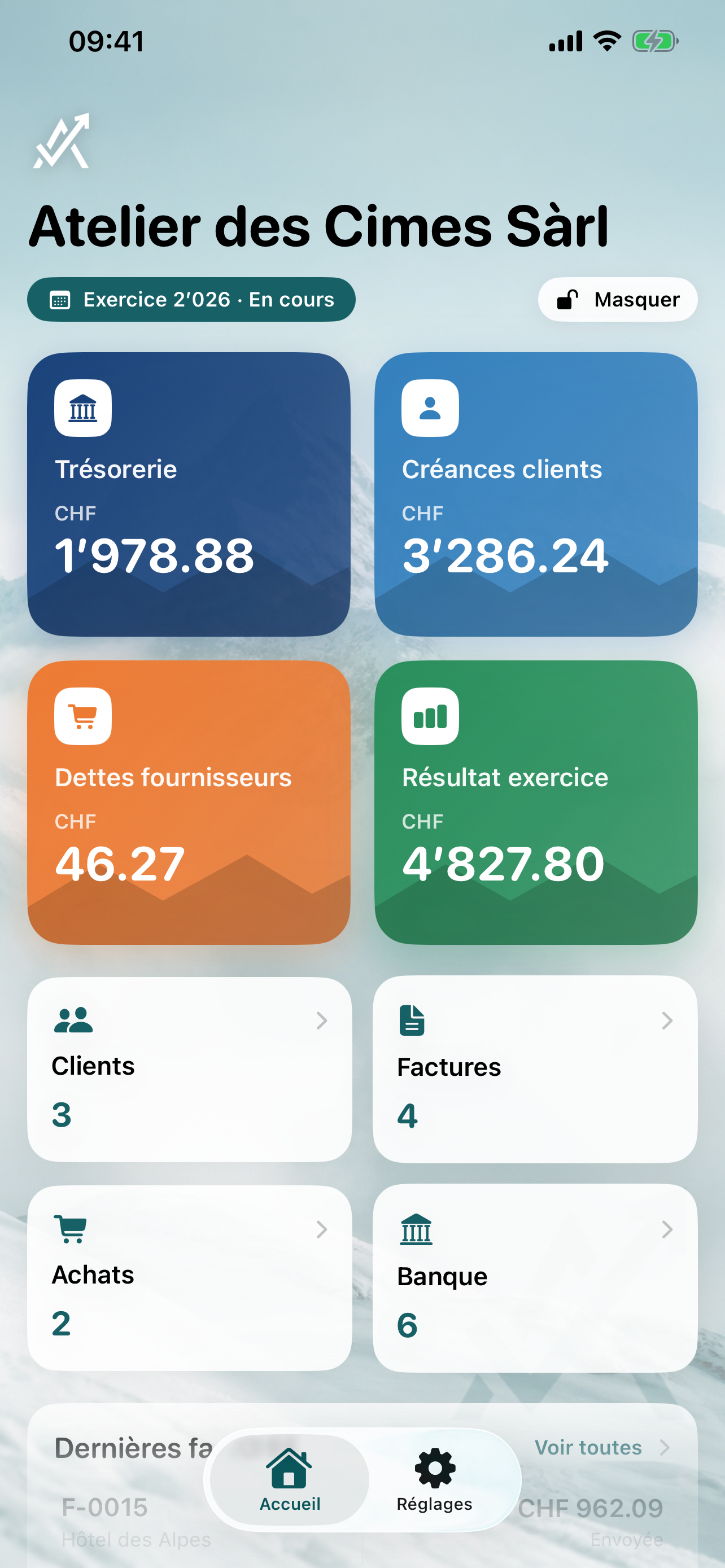 Accueil Comptix sur iPhone